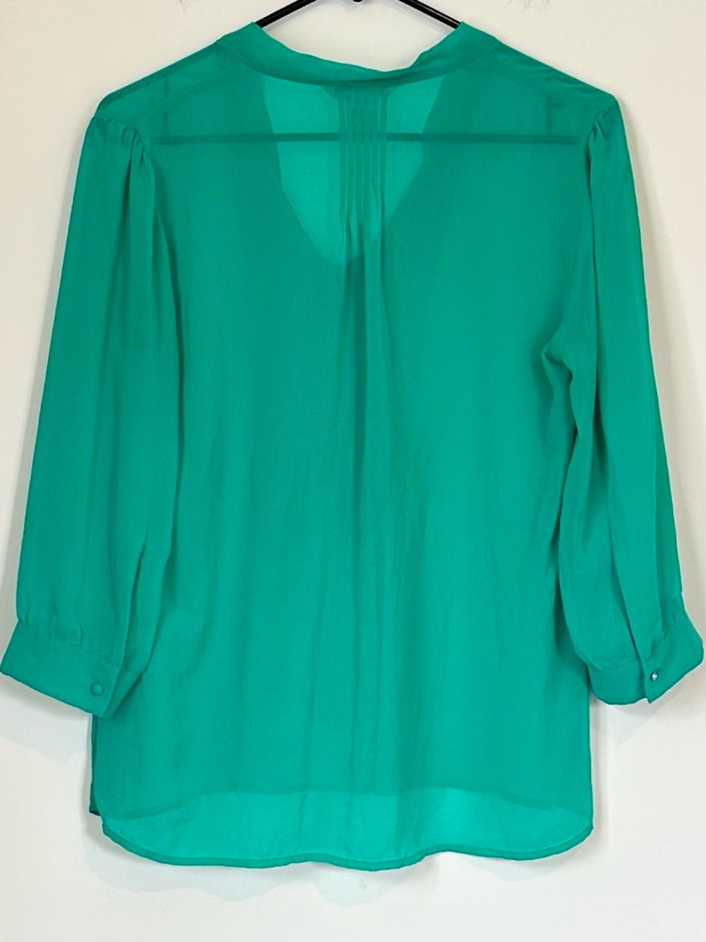 Banana Republic Emerald Green Tie-Neck Blouse - Size: Small - Picture 6 of 8